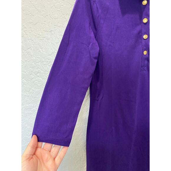 Lauren Ralph Lauren Shirt Dress Women S Crest Logo Purple Preppy - Picture 2 of 7